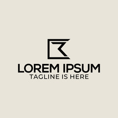 Monogram logo design with a black rectangular shape on a bright background.