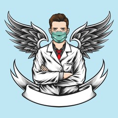 angel doctor with wings vector