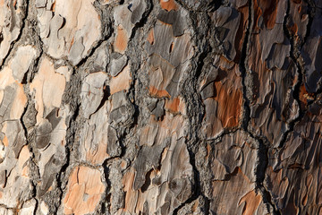 Close up tree bark texture for nature wood background or overlay..