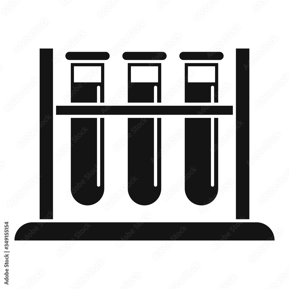 Sticker Blood test tube stand icon. Simple illustration of blood test tube stand vector icon for web design isolated on white background