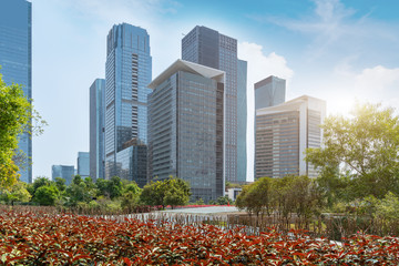 Obraz premium Skyline of urban architecture in Shenzhen, China..