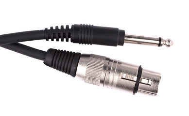 Stereo XLR to jack audio cable on white background