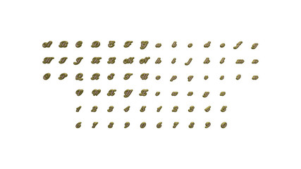 Full set of English letters in 3D illustrations separated to two sides for matching perspectives, lightings and shadows for