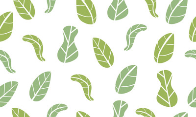 Seamless pattern from green leaves. Ecological concept and environment conservation. Isolated on a white background.
