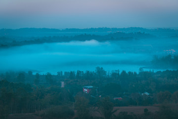morning time with sea fog on the mountain in the Khao Kho, Phetchabun Province, Thailand