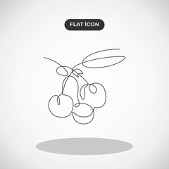 Cherries. Continuous line.Simple logo vector illustration for graphic and web design.