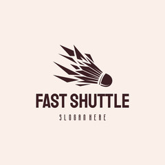 Fast Shuttlecock logo designs concept vector, Badminton logo symbol hipster retro vintage vector template