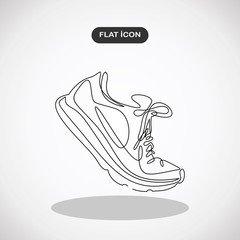 Vector illustration of sneakers. Sports shoes in a line style. Continuous one line