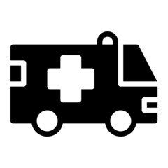 Ambulance. Icon with glyph style and perfect pixels. Suitable for website design, logo, app and UI.