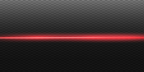 Abstract red laser beam. Transparent isolated on black background. Vector illustration.the lighting effect.floodlight directional - obrazy, fototapety, plakaty