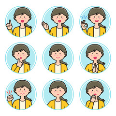 Female teacher expression Circle icon variation 1