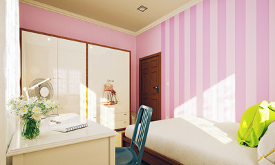 3d render of modern minimal bedroom