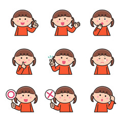 Girl Upper body Facial expression Variation 2