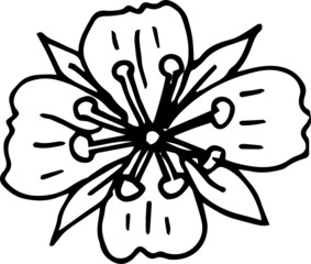 Doodle twigs flowers small elements, abstraction, stylization, flower arrangements Hand-drawn illustration. print, textiles, graphics, ink.
