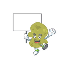 Obraz premium Cute verrucomicrobia mascot design smiley with rise up a board
