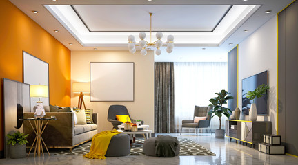 3d render of modern living room interior