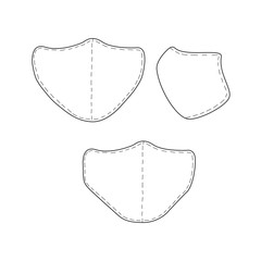 Medical mask. A means of protection against viruses and diseases. Front and side view. Face template. Simple Outline drawing. Vector EPS10 illustration. Isolated on white background