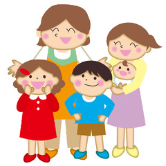 子育て支援の女性と母赤ちゃん子ども