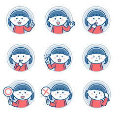 Girl Facial expression Circle icon Variation 2 / Two colors