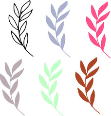 Doodle twigs flowers small elements. Hand drawn illustration. print, textiles, graphics, ink.