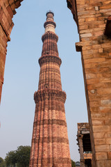 The Qutb Minar, also spelled as Qutub Minar and Qutab Minar in New Delhi, India, January 2020