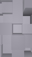 Abstract gray elegant cube geometric background. Chaotically advanced rectangular bars. 3D Rendering, 3D illustration