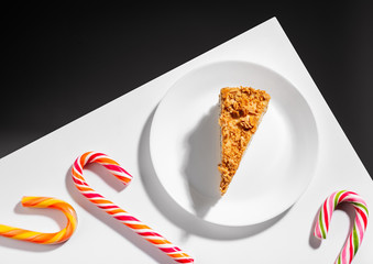 
cake on a plate with sweets