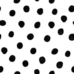 Seamless pattern, Abstract doodle Dots, Black and white background