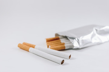 cigarettes on white background