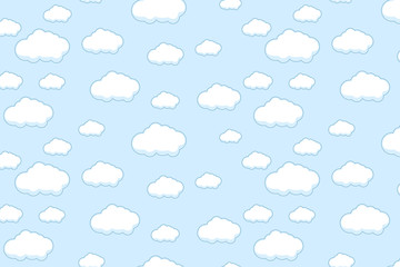 Abstract kawaii Clouds cartoon on blue sky background. Concept for children and kindergartens or presentation