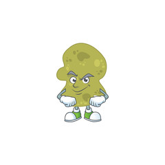 Verrucomicrobia cartoon character design with sneaky face
