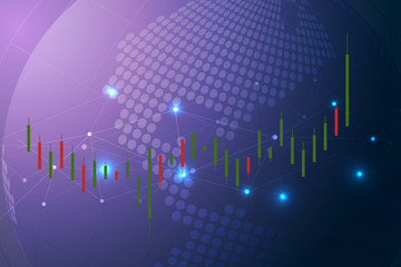 Business candle stick graph chart of stock market investment trading on dark background design. Bullish point, Trend of graph. Vector illustration