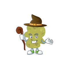 sneaky and tricky Witch verrucomicrobia cartoon drawing concept