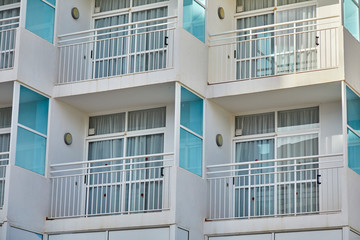 White holiday apartment building