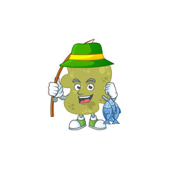 A Caricature picture of verrucomicrobia fisher succeed catch a fish