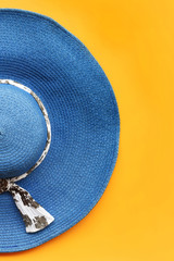 close up of summer straw hat for background