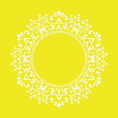 Decorative frame Elegant vector element for design in Eastern style, place for text. Floral yellow border. Lace illustration for invitations and greeting cards