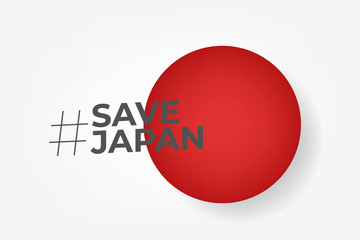 Save japan messages hashtag for storm banner, vector illustrator