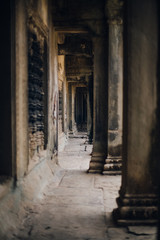 corridor of angkor wat temple cambodia