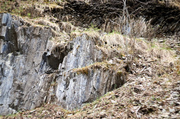 rock formation close-up. An old abandoned quarry