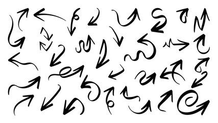 Hand drawn arrow vector icons set. sketch arrow design for business plan and education.