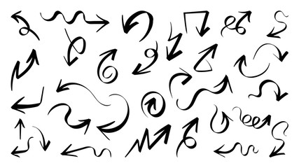 Hand drawn arrow vector icons set. sketch arrow design for business plan and education.