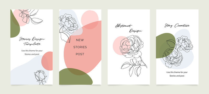 Download Social Media Banner Template Editable Mockup For Stories Post Blog Sale And Promotion Rose Flower Line Arts Background Design For Personal Fashion And Beauty Blogger Stock Vector Adobe Stock