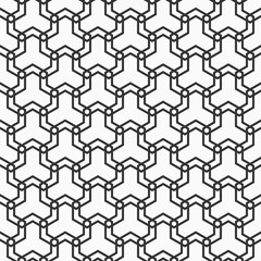 Abstract seamless pattern. Modern stylish texture. Geometric tiles with triple hexagonal elements. Vector monochrome background.