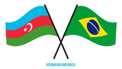 Azerbaijan and Brazil Flags Crossed And Waving Flat Style. Official Proportion. Correct Colors