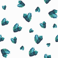 seamless watercolour pattern with green hearts on white background