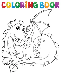 Papier Peint photo Pour enfants Livre de coloriage thème dragon couché 1