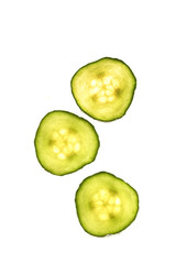 cucumber, slices of cucumber on a white background