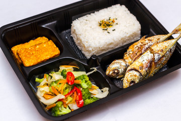 Healthy diet food menu in bento box