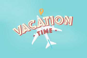 Vacation time with airplane banner design. vector